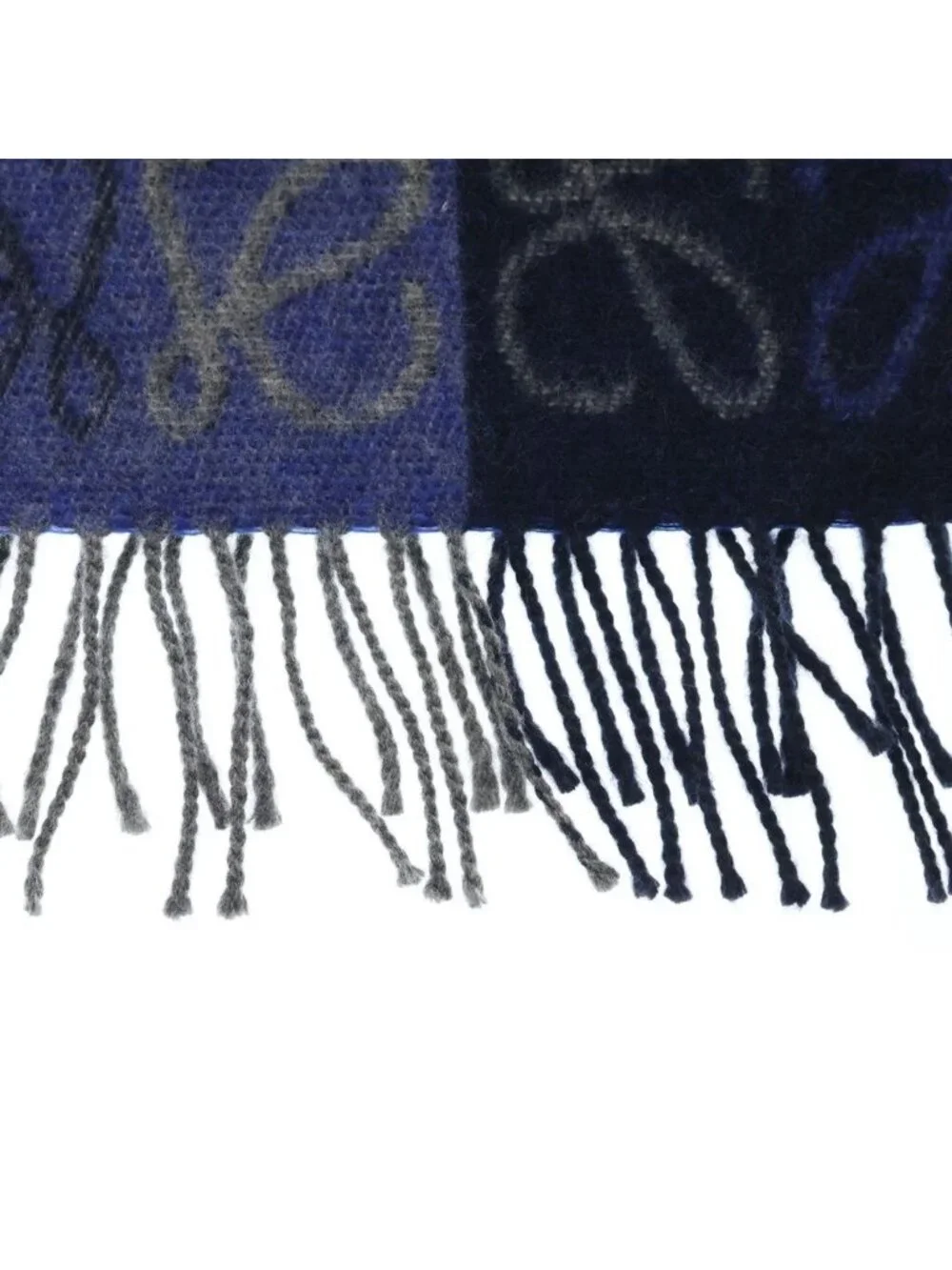 Loewe Anagram Logo Shawl Scarf Wool Cashmere Blue Gray